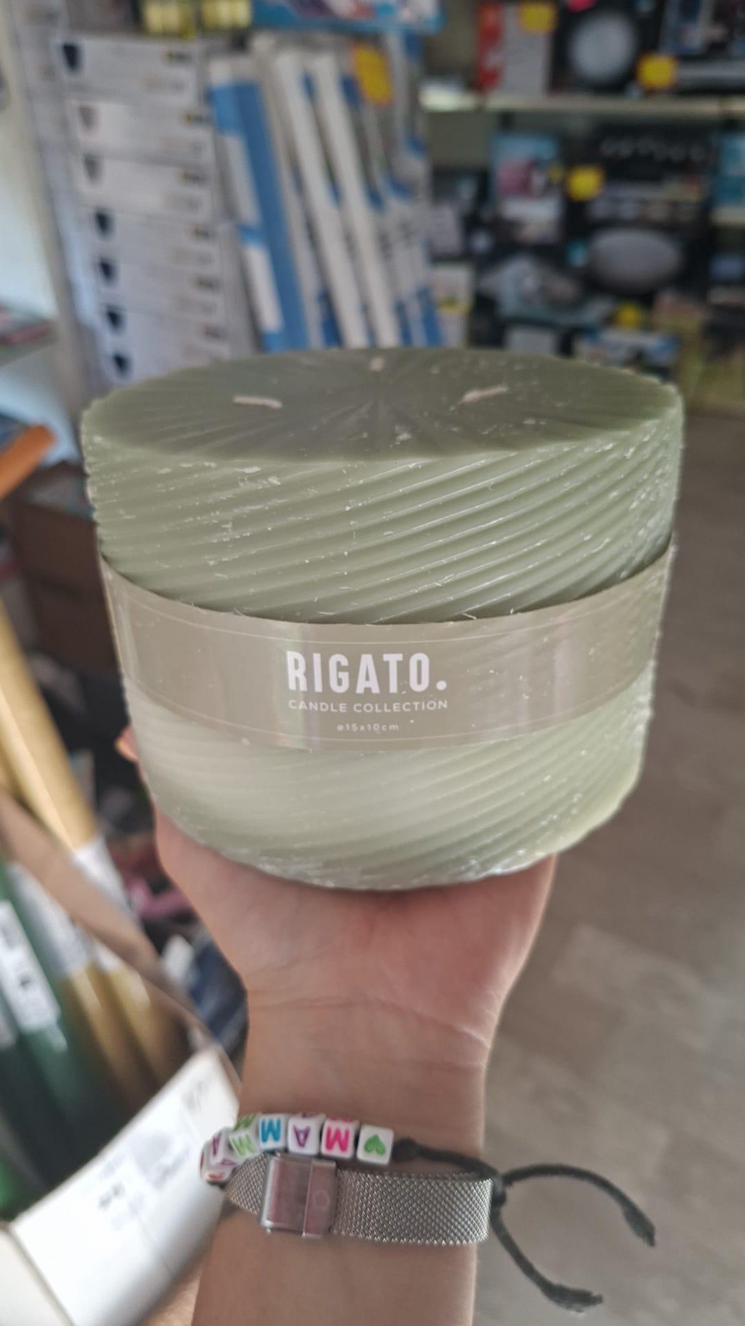 Candela decorativa verde a righe Rigato Candle Collection