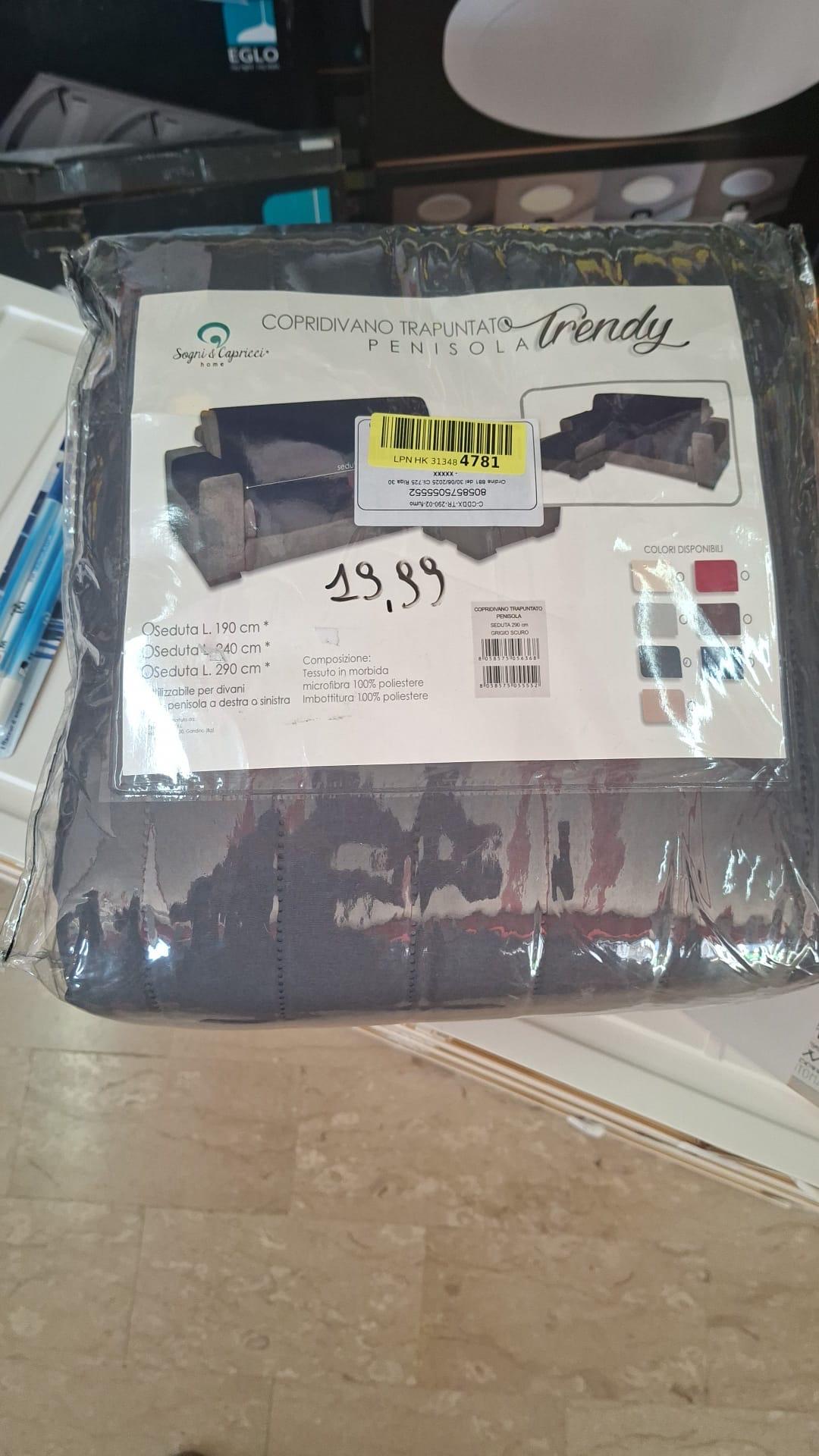 Copridivano trapuntato Penisola Trendy grigio scuro