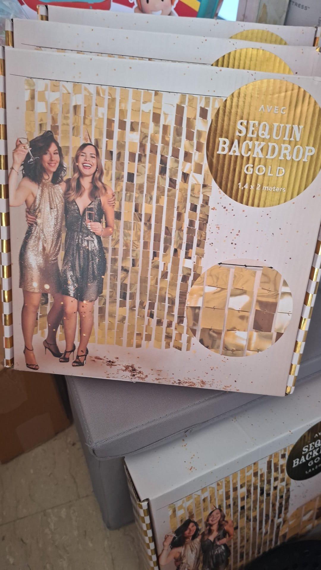 Backdrop con frange sequins oro 1,4 x 2 m