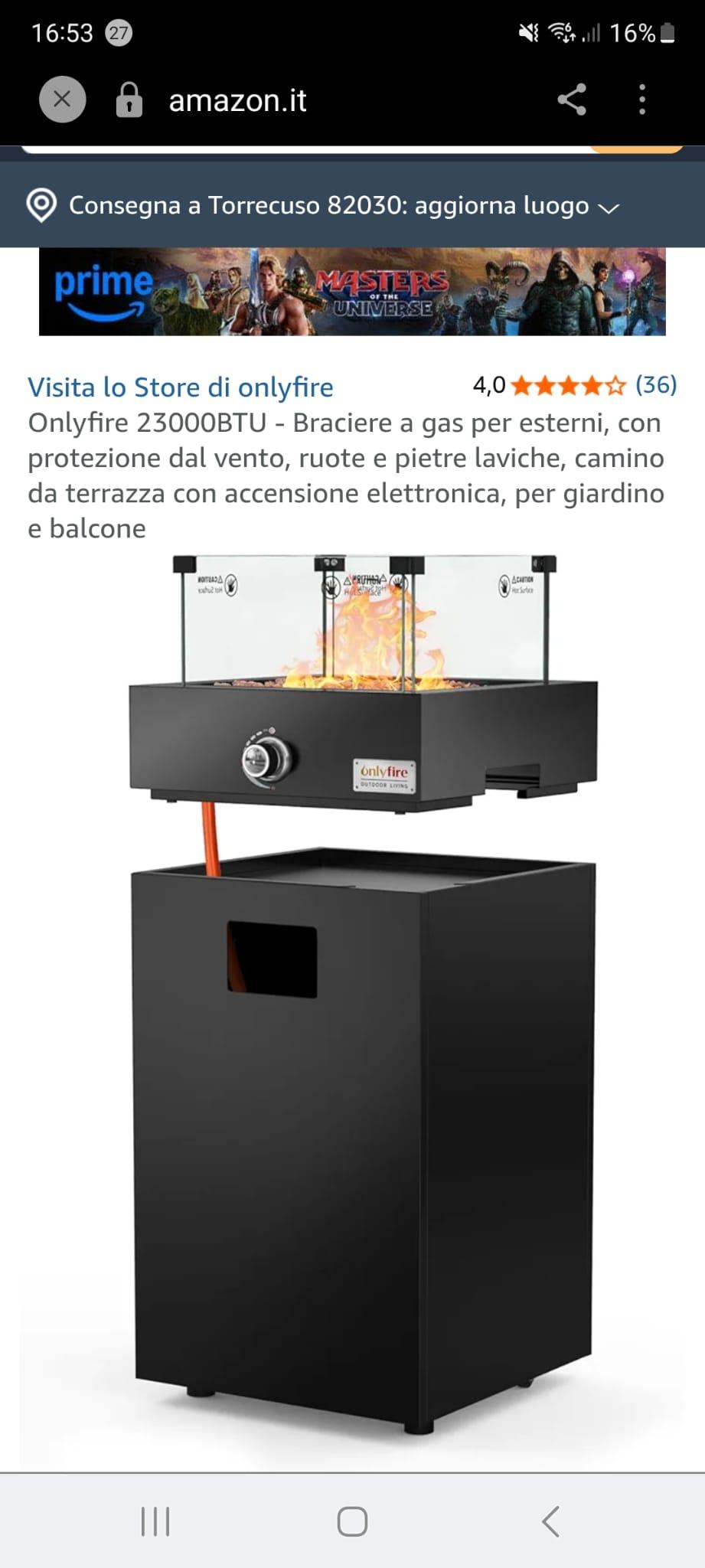Onlyfire 23000 BTU braciere a gas da esterno