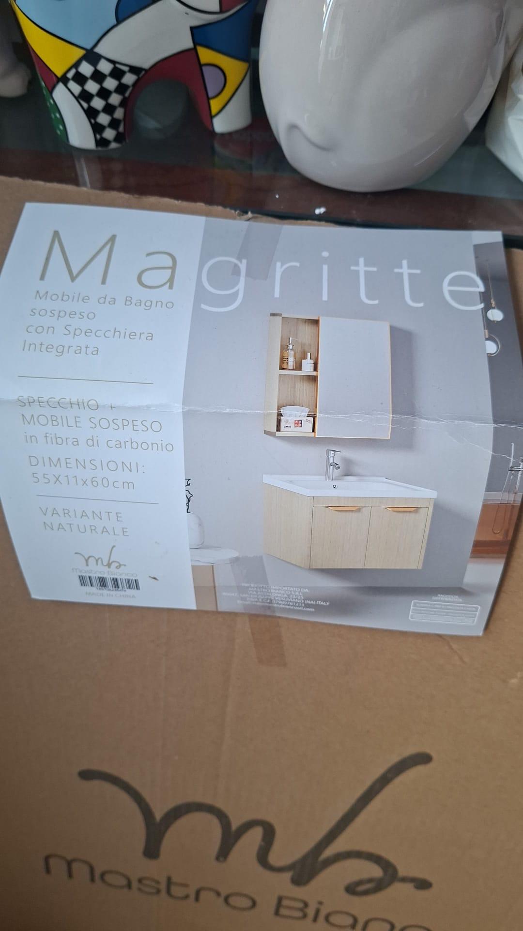 Mobile da bagno sospeso con specchiera integrata Magritte 55x11x60 cm