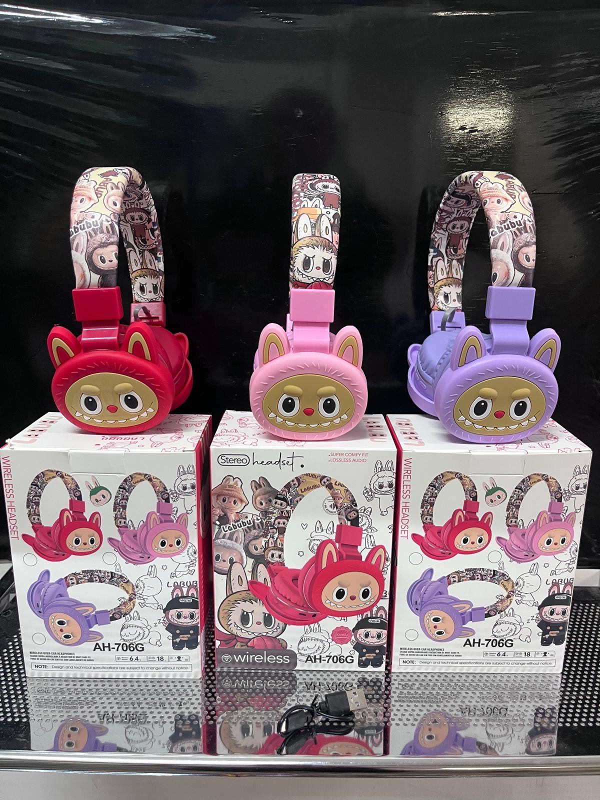 Cuffie wireless over-ear per bambini stile Labubu AH-706G