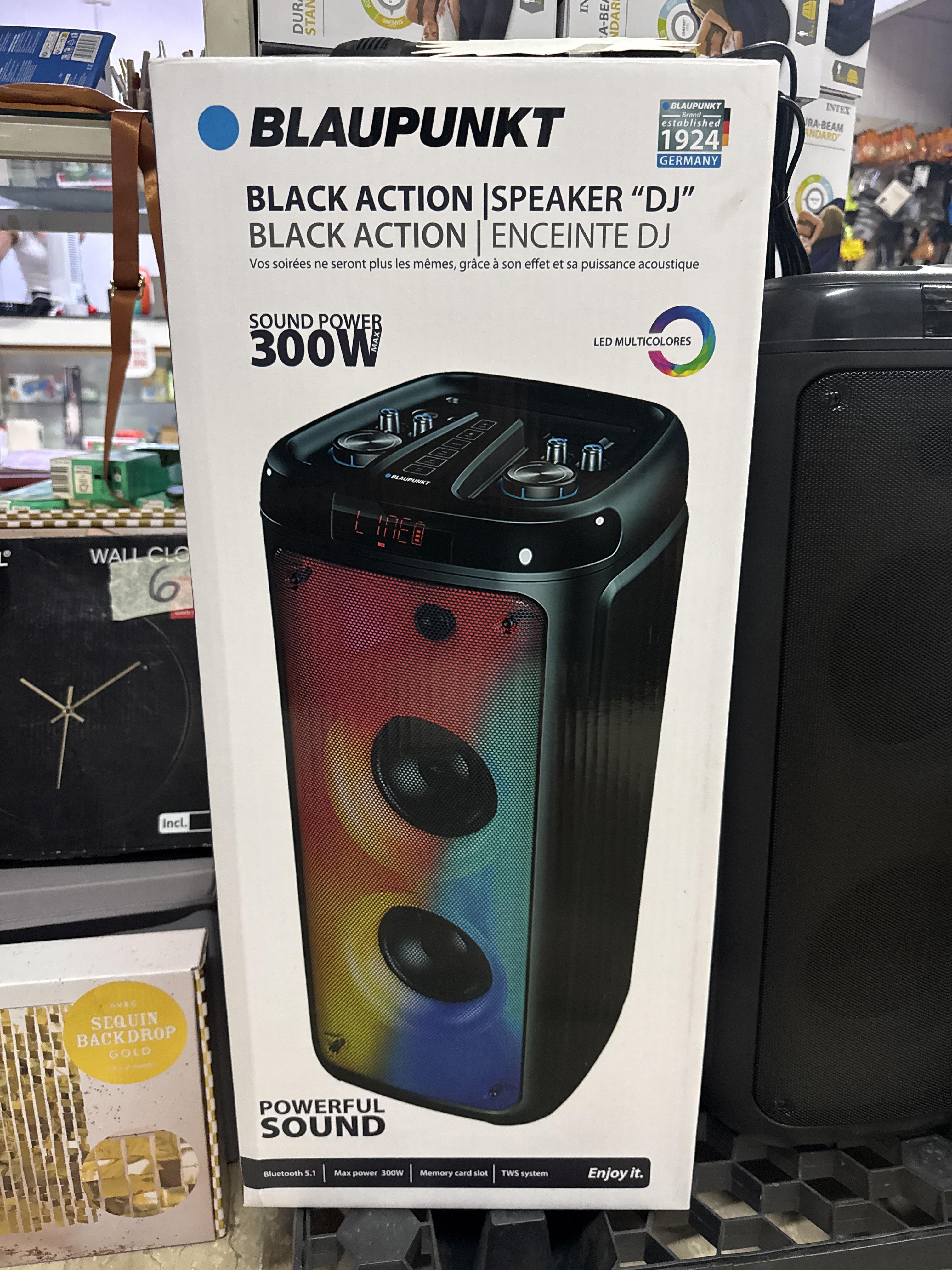 Blaupunkt Black Action Speaker DJ 300W Max Bluetooth 5.1 con LED Multicolore