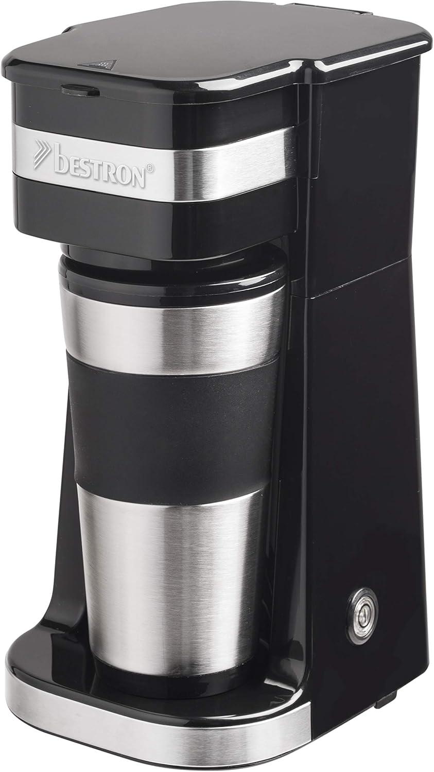 Bestron Macchina da Caffè con Tazza Termica, 750W, Nero/Argento