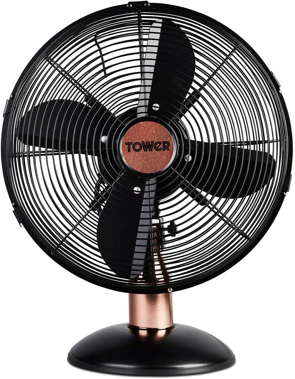 Tower Ventilatore da Tavolo in Metallo, 3 Velocità, 35W