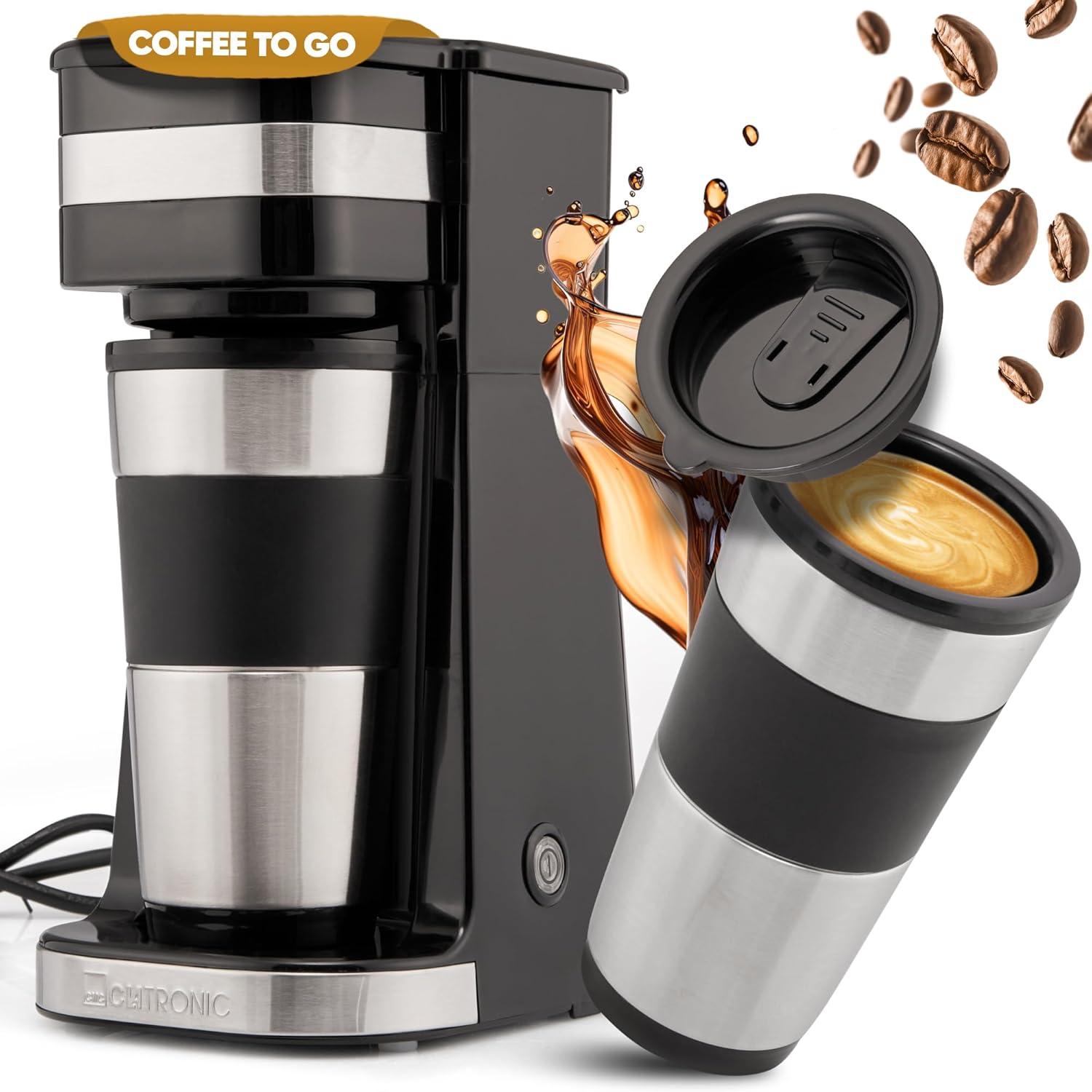 Clatronic Macchina da Caffè con Becher da 400 ml, Filtro Permanente