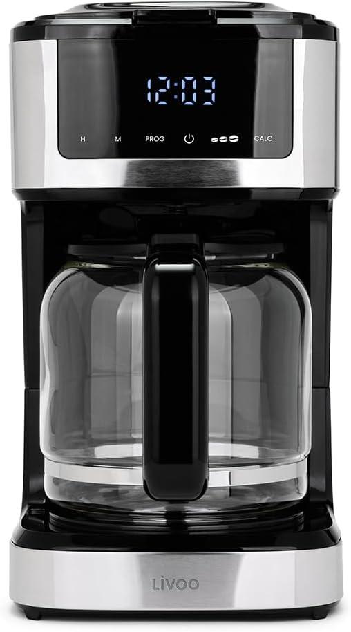 Livoo Macchina da Caffè Programmabile, 1.8L, Filtro Riutilizzabile