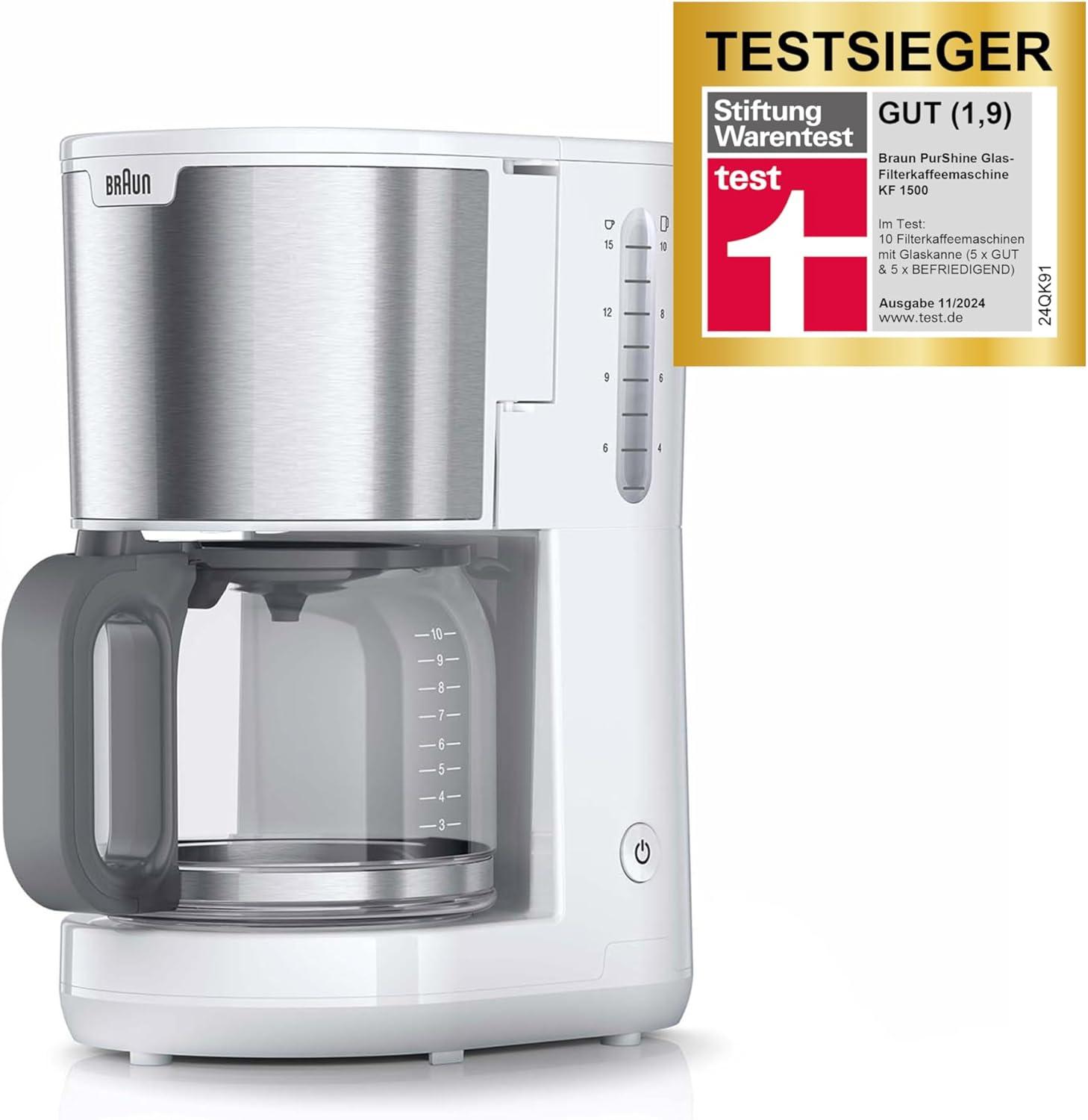 Braun Macchina da Caffè con Caraffa in Vetro, 1000W, 10 Tazze