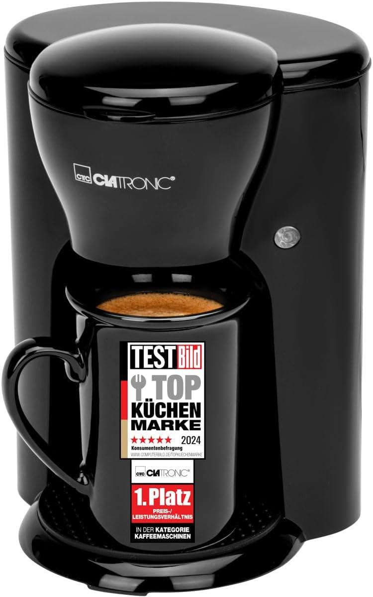 Clatronic Macchina da Caffè Monodose, con Tazza in Ceramica, Compatta